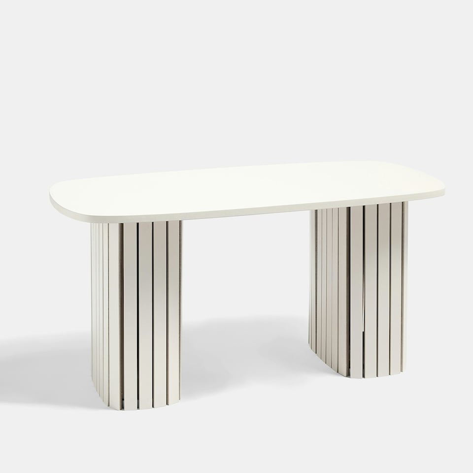 image 1 of OHS Ribbed Curved Home Furniture Living Room Decor Coffee Table Cream