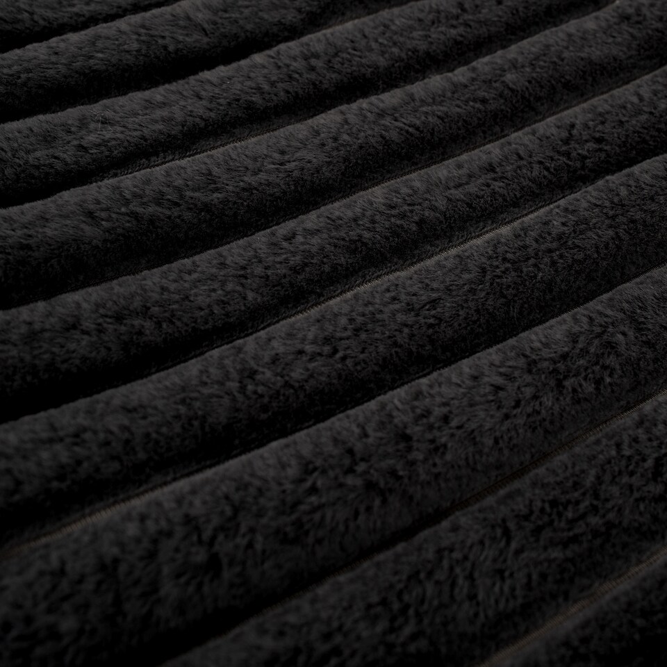 image 1 of OHS Faux Fur Ribbed Fleece Throw Blanket Winter Warm Supersoft