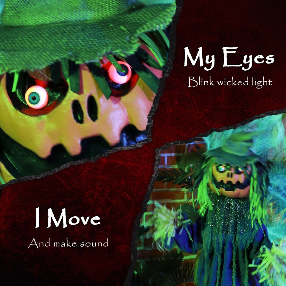 image 1 of HOMCOM 106cm 45 Pumpkin Outdoor Halloween Decoration, Halloween Animatronic with Sound Activated, Light Up Eyes, Music, Animated Prop for Haunted House