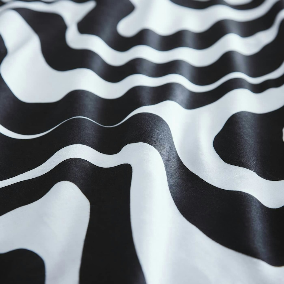 image 1 of Retro Waves Duvet Cover Set - Double - Black Black | Double