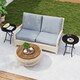 image 5 of COSTWAY Folding Glass Table Portable Patio Coffee Table Black