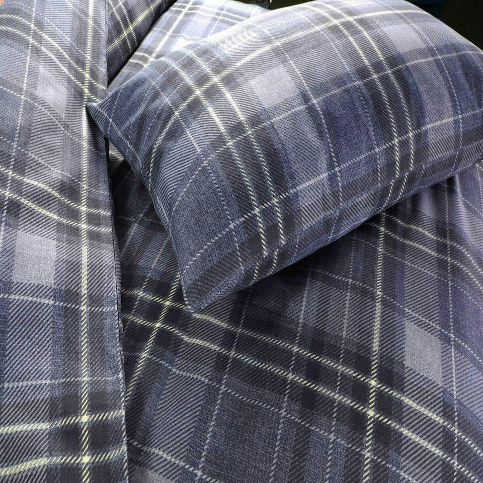 image 1 of Wesley Checked Duvet Cover Set - Double - Blue