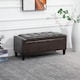 image 2 of HOMCOM PU Leather Storage Ottoman Bench Storage Chest Tufted Ottoman Cube with Flipping Top 92L x 40W x 40H cm Brown