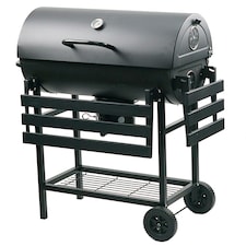 Large Charcoal Oil Drum BBQ Grill Portable Barrel Barbecue With Lid Wheels Side Table