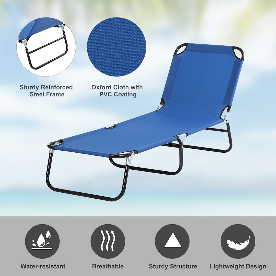 image 1 of Outsunny Folding Lounge Chair Outdoor Chaise Lounge for Bench Patio