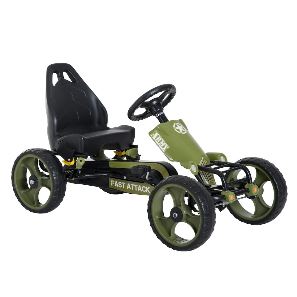 image 1 of HOMCOM Pedal Go Kart Ride On Racer Hand Brake EVA Tyre Adjustable Seat Green