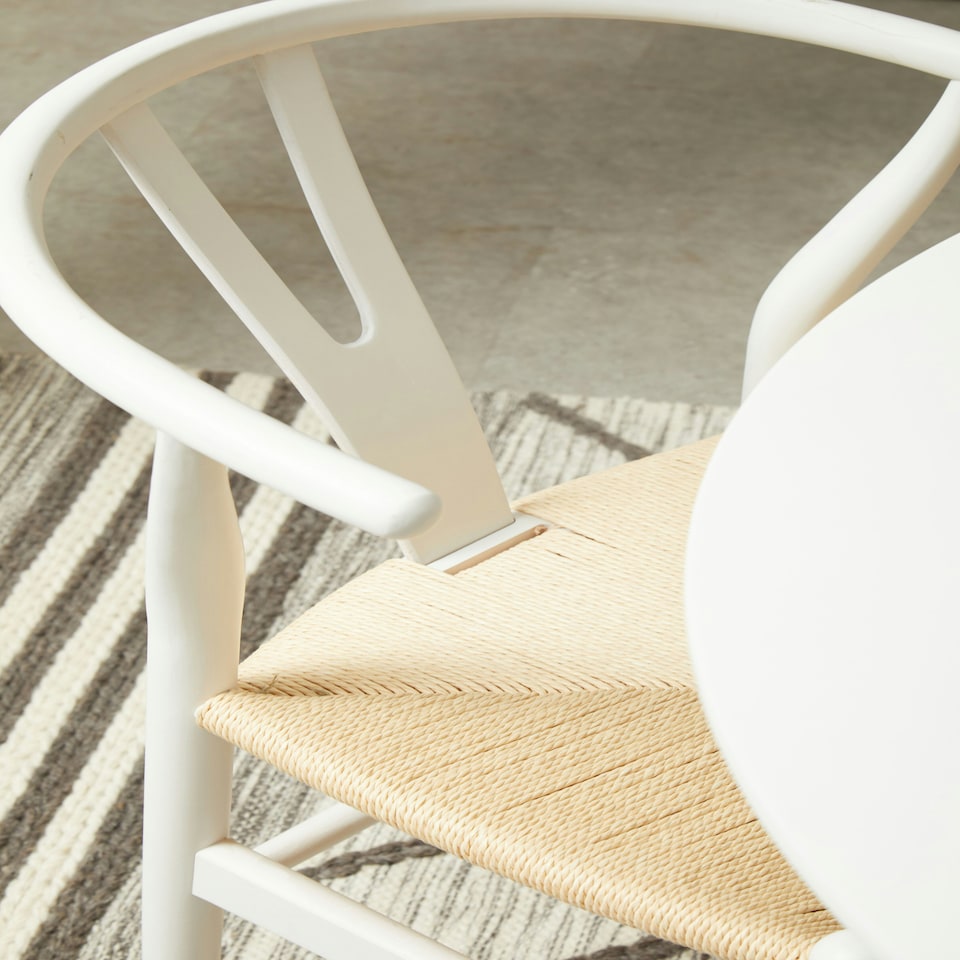 image 1 of Interiors By Premier Decent Wishbone Antique White Chair, Scandinavian Swivel Dining Chair For Dining Room, Stylish Modern Chair Cream