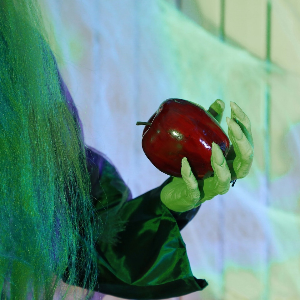 image 1 of HOMCOM Voice Activated Halloween Animatronics Witch, Battery Operated