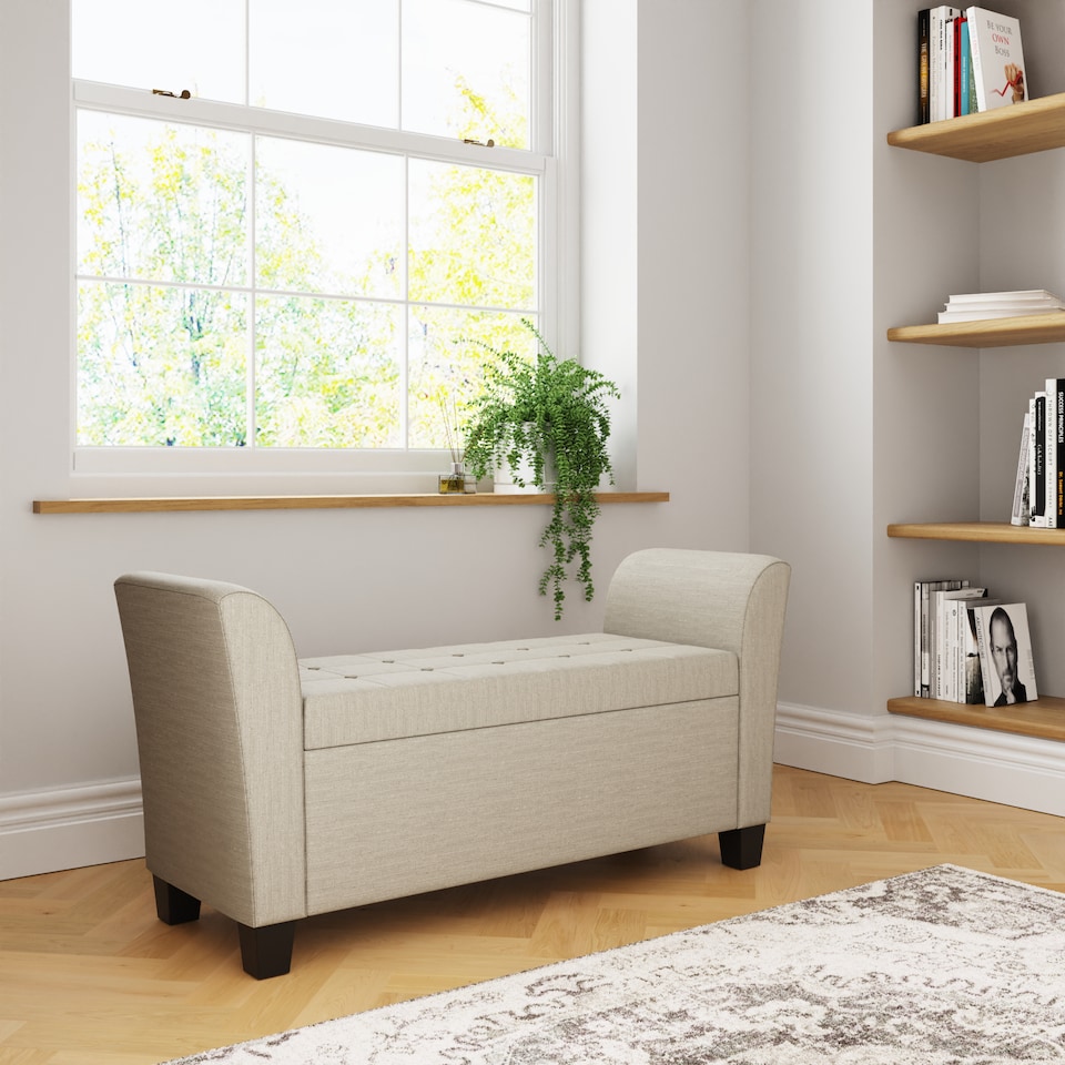 image 1 of Verona Upholstered Window Seat | Cream | Natural