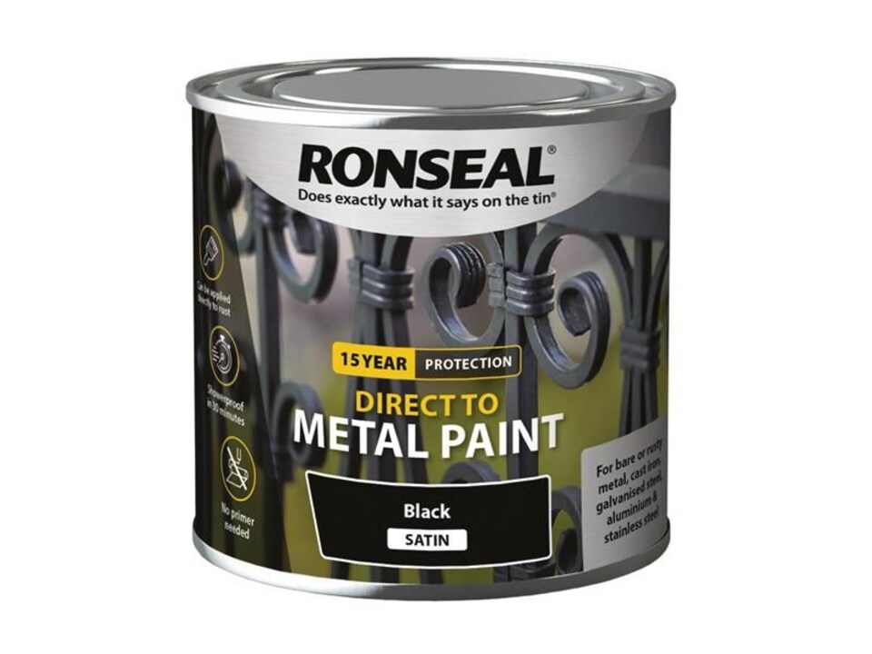 Ronseal - Direct to Metal Paint Black Satin 250ml