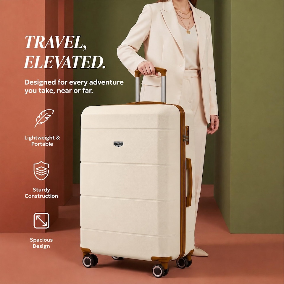 image 1 of Lugg Jetset Lightweight Hard Shell Suitcase ABS 4 Wheels TSA Lock (86x58x31cm)