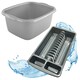 image 1 of Silver Rectangular Washing Up Bowl & Dish Rack Sets Ideal For Kitchens & Sinks Silver
