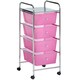 image 1 of VonHaus 4 Drawer Pink Storage Trolley with 360° Wheels
