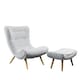 image 1 of Madelia Textured Fabric Accent Chair and Stool - Light Grey