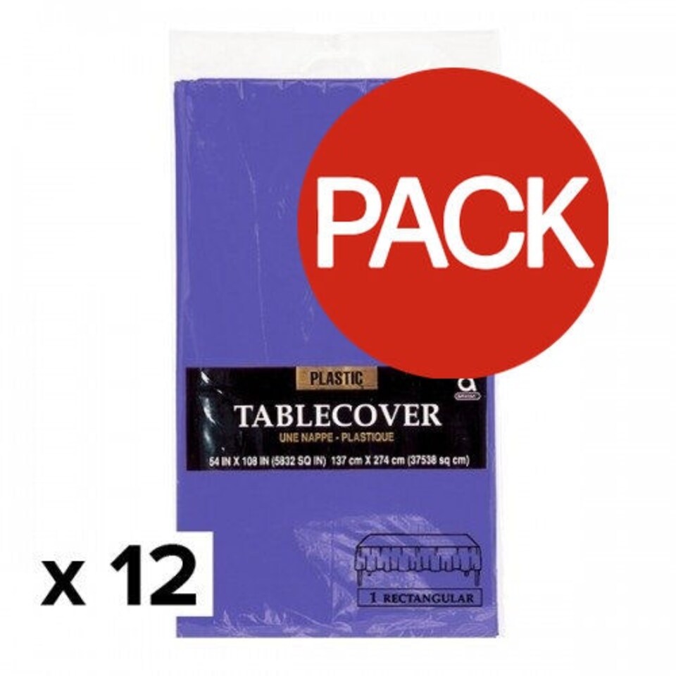 Amscan Rectangular Plastic Tablecover (Pack Of 12) - New Purple - 137cm x 274cm