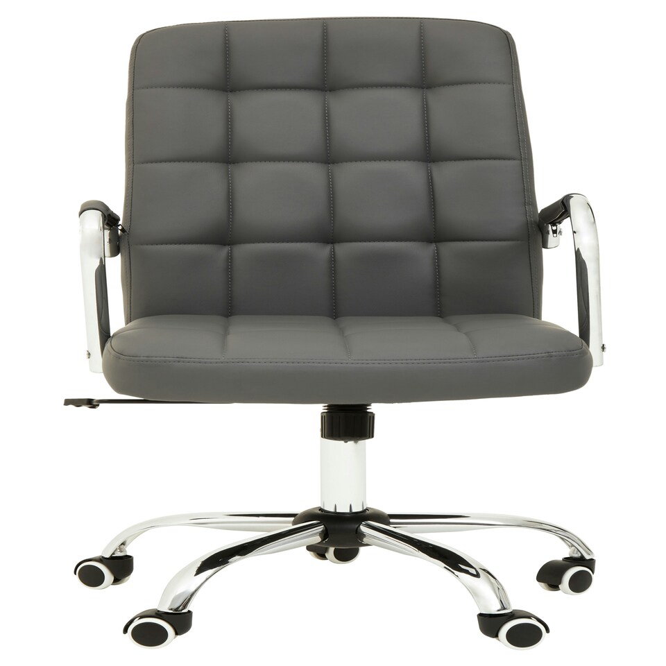 image 1 of Interiors by Premier Brent Grey Leather Effect And Chrome Home Office Chair