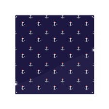 White & Red Anchors On Navy Splash Back | White