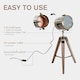 image 6 of HOMCOM Vintage Tripod Table Desk Lamp Bedside Light Copper Finish Wooden Base