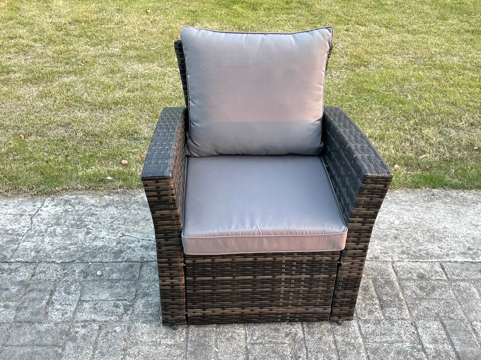 image 1 of Fimous 8 Seater Rattan Garden Furniture Corner Sofa Set Outdoor Patio Sofa Chair Table Set with Rectangular Coffee Table Dark Grey Mixed