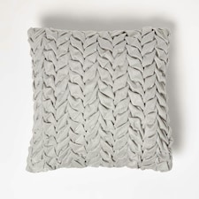 Homescapes Grace Pleated Grey Velvet Cushion - 45 x 45 cm | Grey | 45 x 45 cm | 1