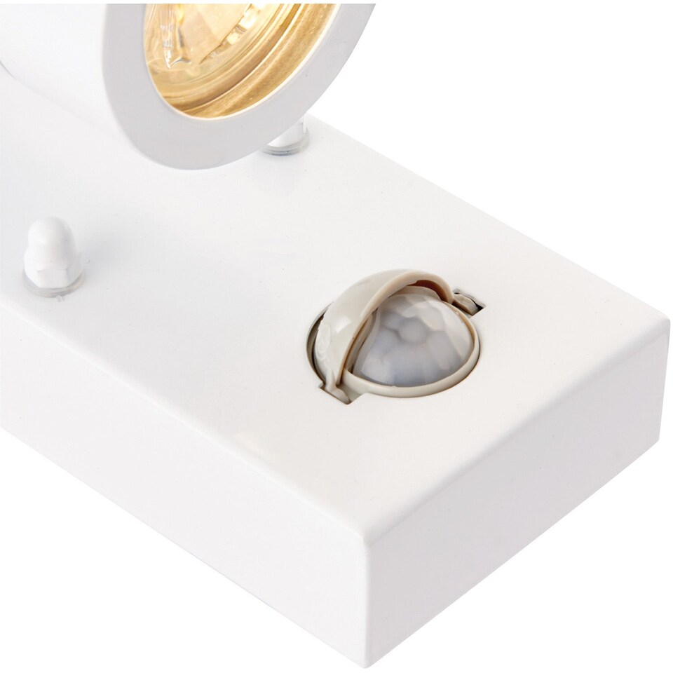 image 1 of Twin Up & Down IP44 Wall Light with PIR Sensor - 2 x 7W GU10 LED - Gloss White