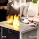 image 3 of Outsunny Propane Gas Fire Pit Table for Garden, 40000 BTU Smokeless Firepit Outdoor Heater with Waterproof Cover, Glass Screen, Glass Beads and Lid, Wood Effect, 71 x 71 x 62.5cm, Dark Grey