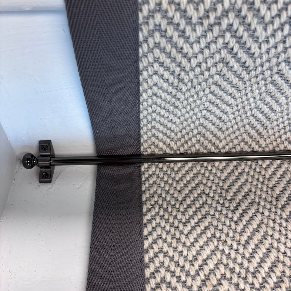 image 1 of Herringbone Dapple Wool Stair Runner With 100% Cotton Grey Border Sample