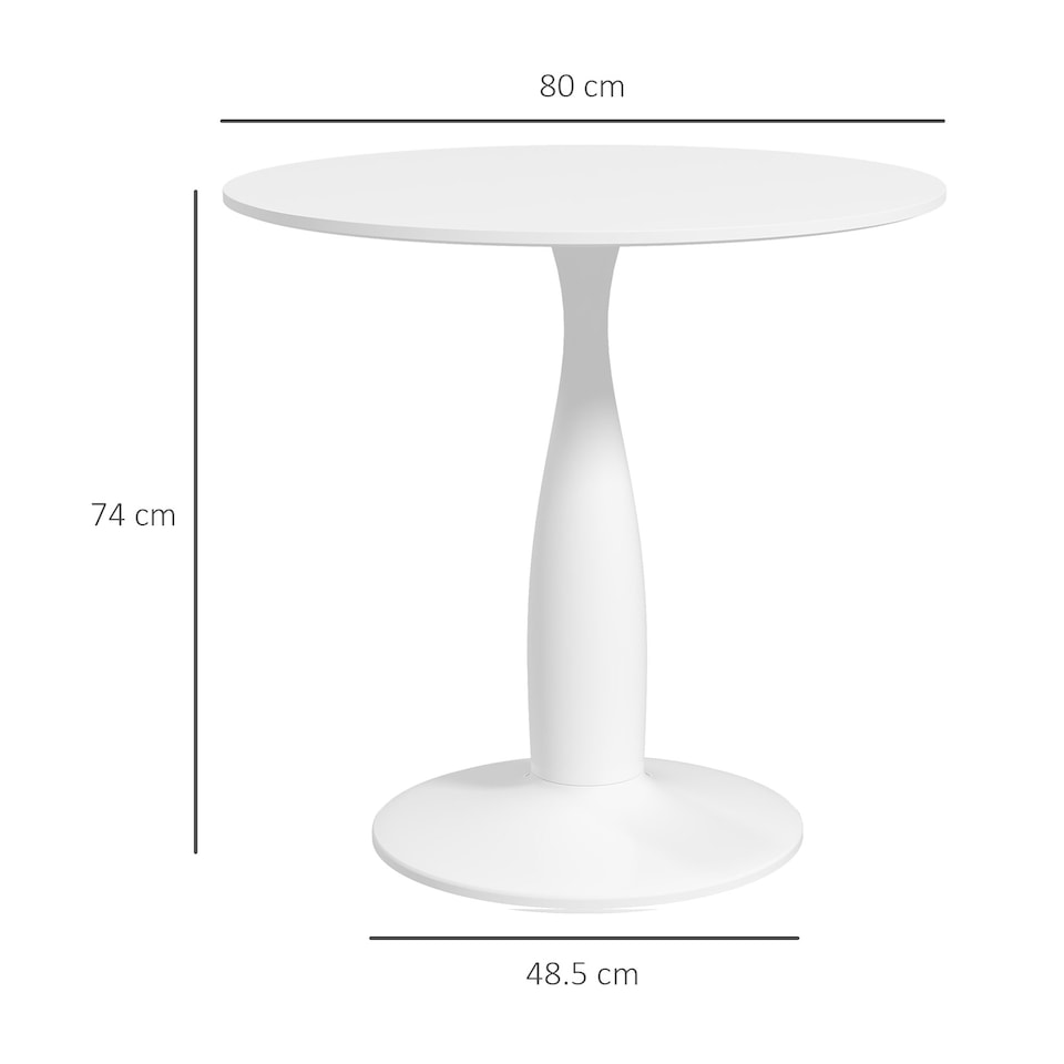 image 1 of HOMCOM Round Dining Table for 2, Modern Kitchen Table with Steel Base, Non-slip Foot Pad for Living Room, Dining Room, White