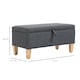 image 3 of HOMCOM 30L Linen Storage Ottoman Padded Footstool with Rubberwood Legs for Storage Box, Bed End, Shoe Bench, Seating, Dark Grey | Grey | Dark Grey | 1
