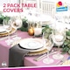 image 6 of SOL 2pk Long Pink Table Cloth Party 274x137cm Plastic Cover Disposable Pink