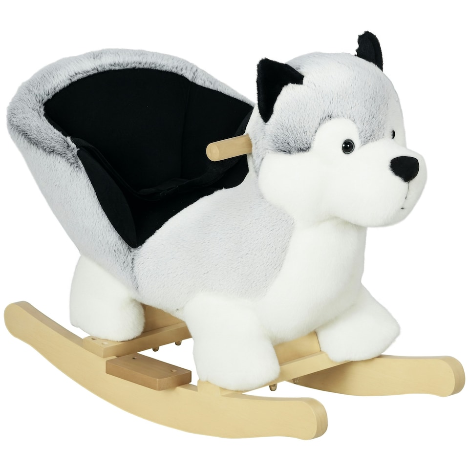 image 1 of HOMCOM Husky-Shaped Baby Rocking Horse with Seatbelt, for Ages 18-36 Months