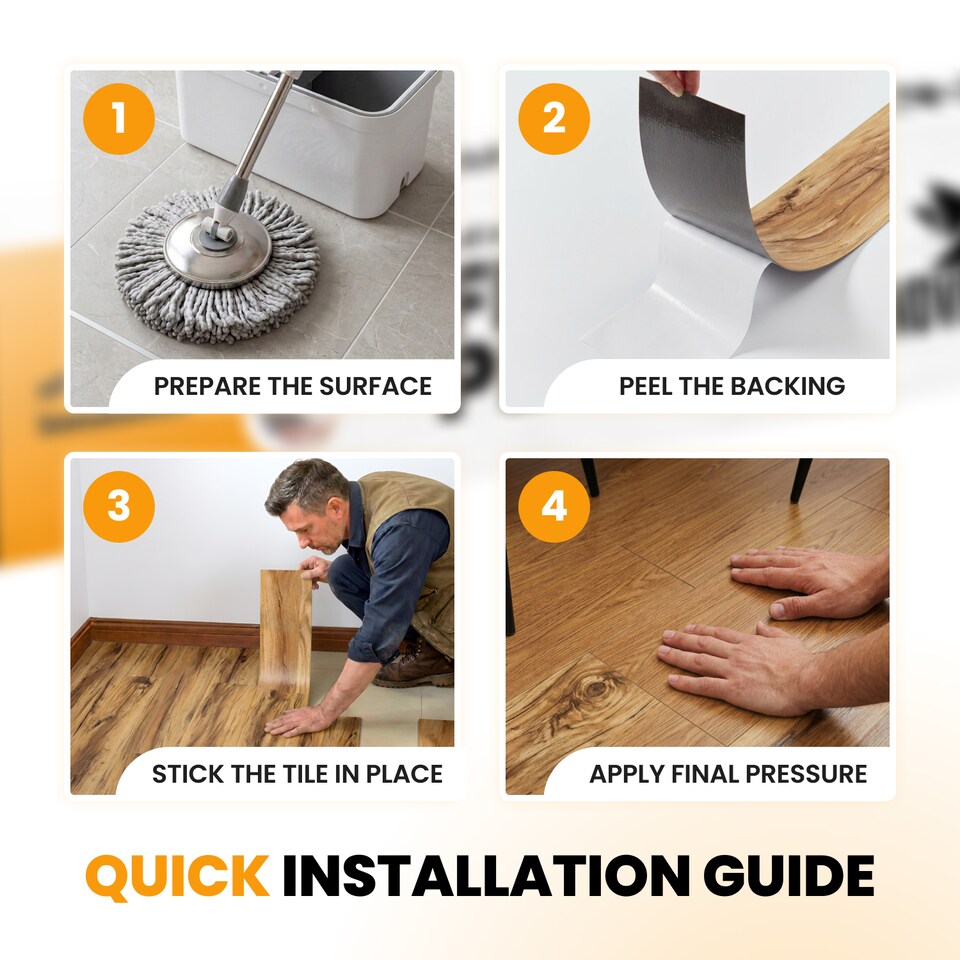 image 1 of NOVECRAFTO Self Adhesive Vinyl Floor Planks – 36x5.98 in (91.4x15.2cm) – Peel & Stick Flooring Tiles – Sandalwood Glow Wood Effect – Pack of Vinyl Tiles | Brown | 5 sqm