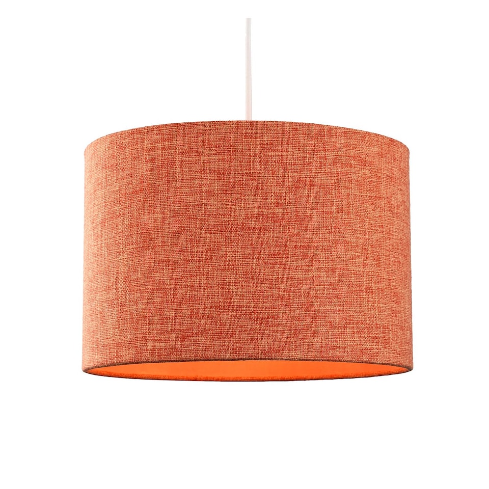 image 1 of Contemporary and Sleek Orange Natural Linen Fabric Drum Lamp Shade 60w Max | Orange | Orange | 1