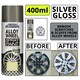 image 2 of Car Pride Alloy Wheel Spray Paint Silver Gloss Repair Care for Car Bike 400ml Silver