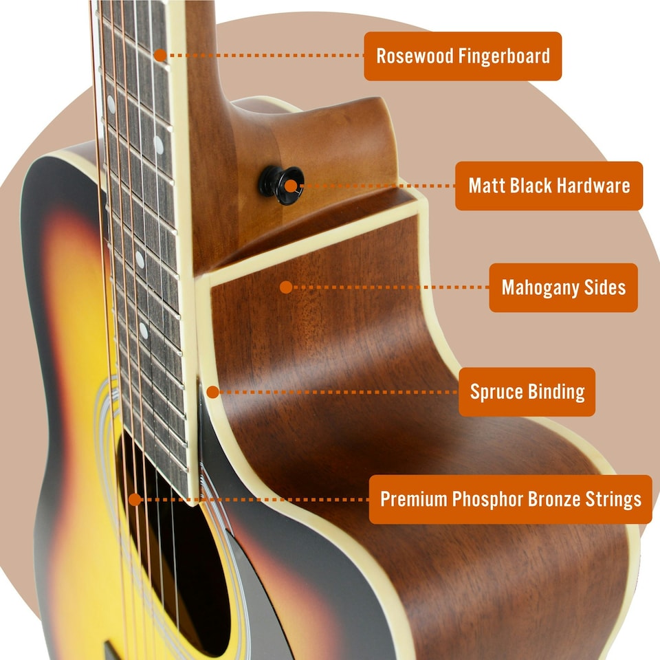 image 1 of MX by 3rd Avenue Cutaway Acoustic Guitar Pack Orange