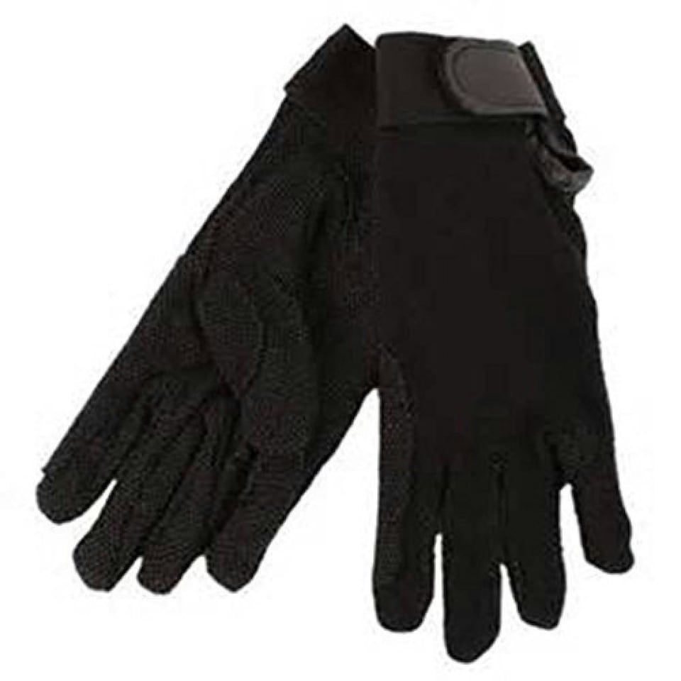 Hy5 Adults Cotton Pimple Palm Riding Gloves - Black - XL | Black | XL