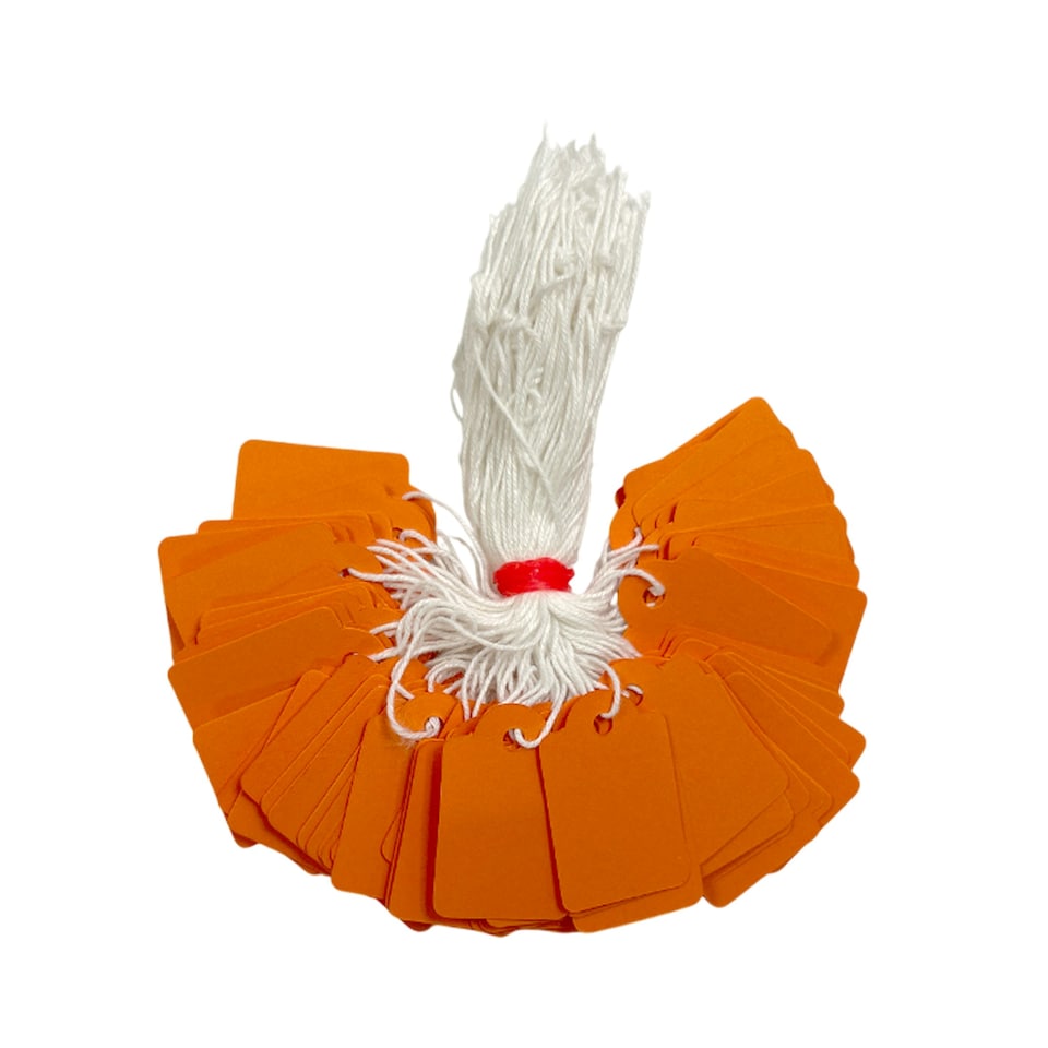 image 1 of Pack of 100 Medium Orange Strung Tags 25 x 39mm