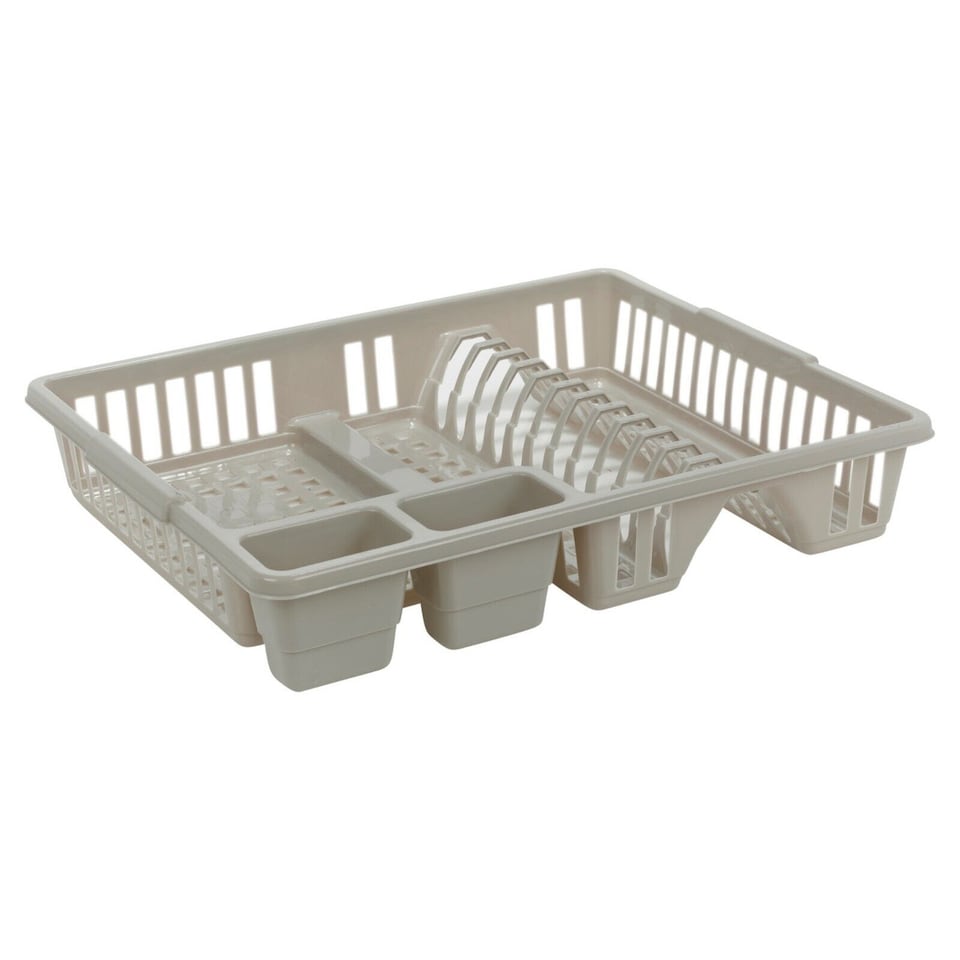 image 1 of Large Plastic Dish Drainer with Cutlery Rack Kitchen | Grey | 1