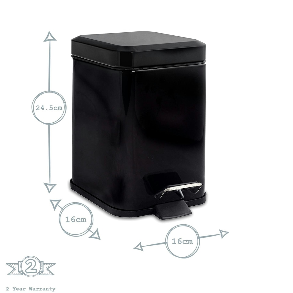 image 1 of Harbour Housewares Square Toilet Brush & Bin Set - Black Black