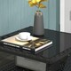 image 8 of Outsunny PE Rattan Coffee Table, Two-tier Side Table with Glass Top, Black | Black | Black | 50L x 50w X 45H cm