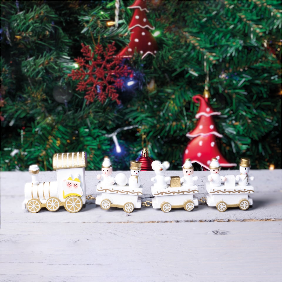 image 1 of St Helens 20Cm Wooden Christmas Train Set Display