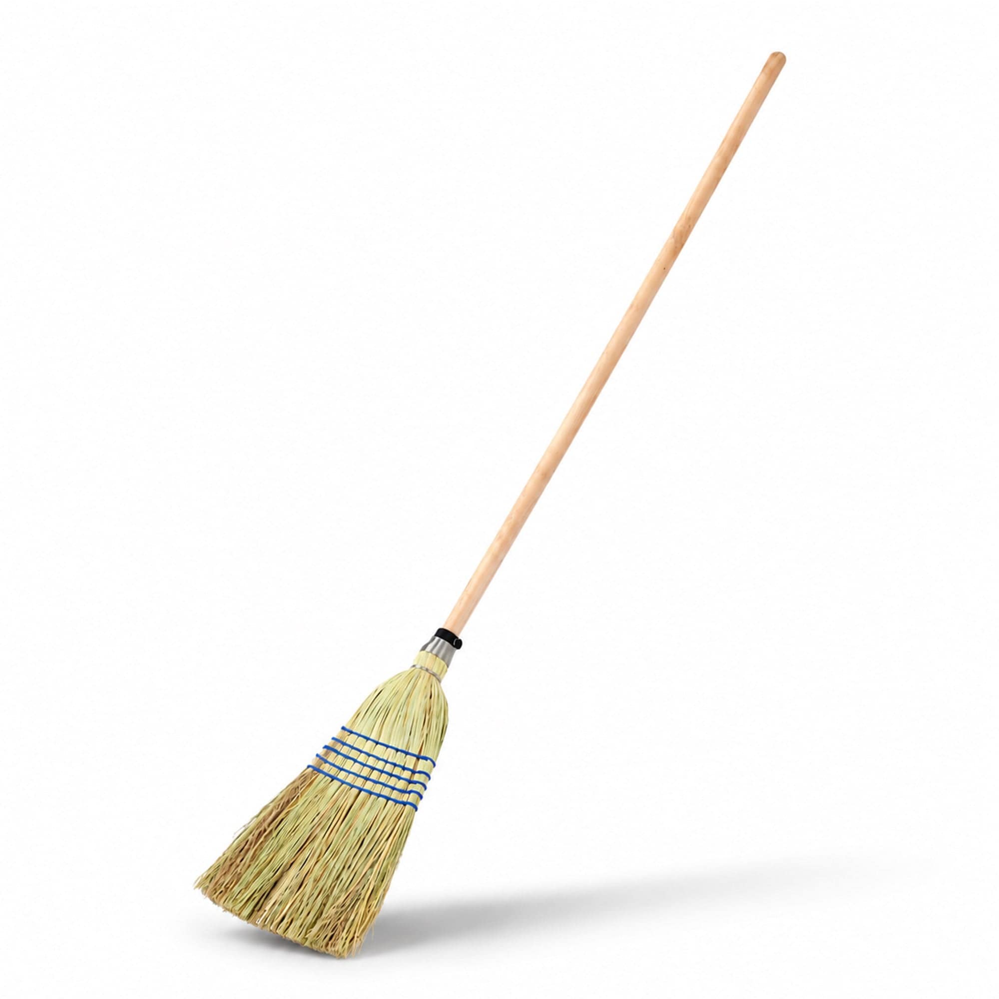 Oypla Coco Equestrian 150cm Grass Straw Stable Broom with Handle in Brown