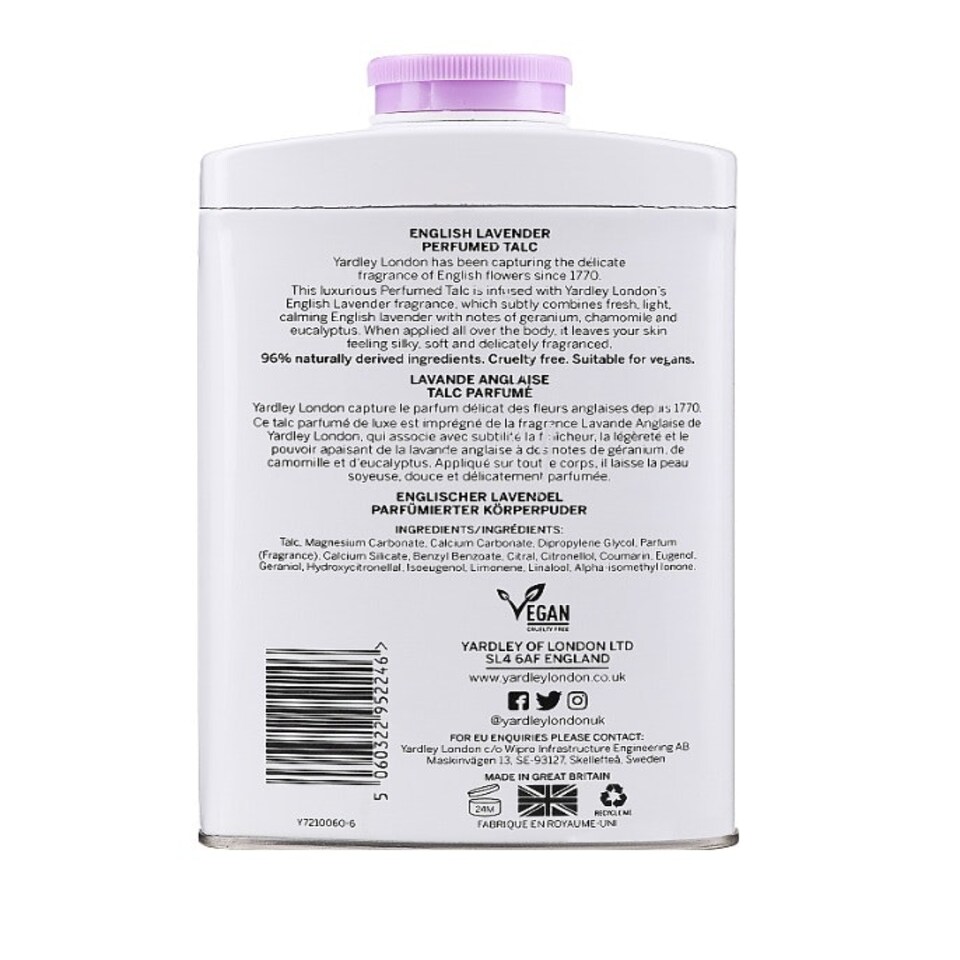 image 1 of Yardley English Lavender Body Powder 200g Pack of 2 White