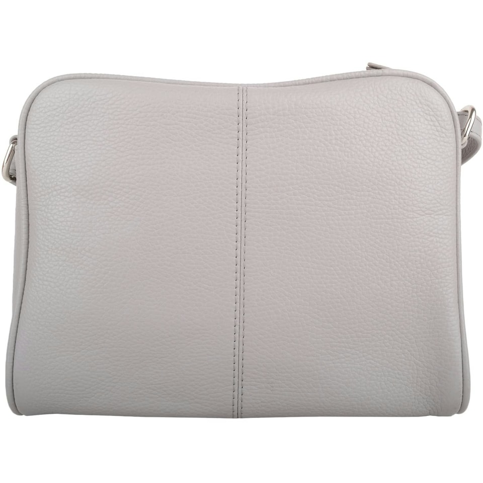 image 1 of Genuine Soft Leather Crossbody Shoulder Handbag with Suede Panelling Grey | Light Grey