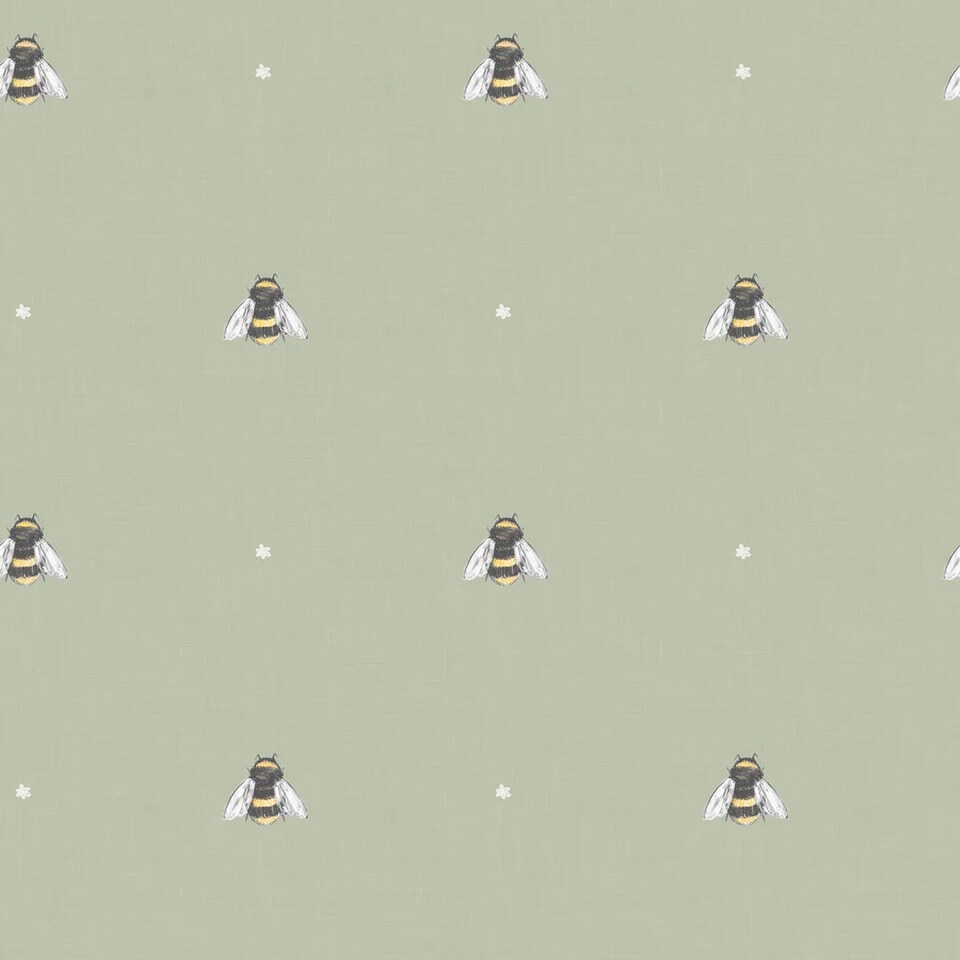 image 1 of Bumble Bee Wallpaper in Sage Green | Green | Sage Green