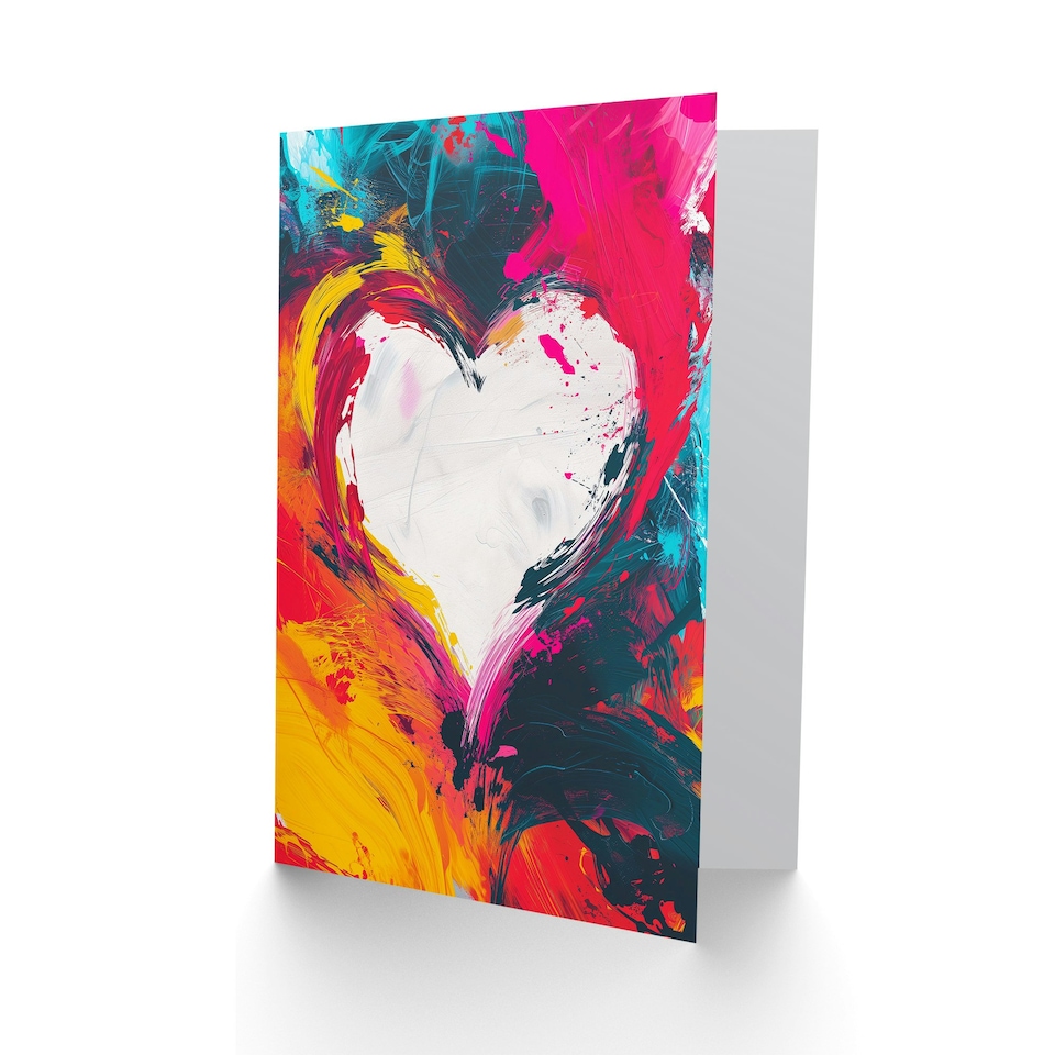 image 1 of Oil Paint Simple Love Heart No Words Anniversary Valentines Day Card