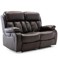 Chester 2 Seater Manual High Back Bonded Leather Recliner Sofa (Brown)