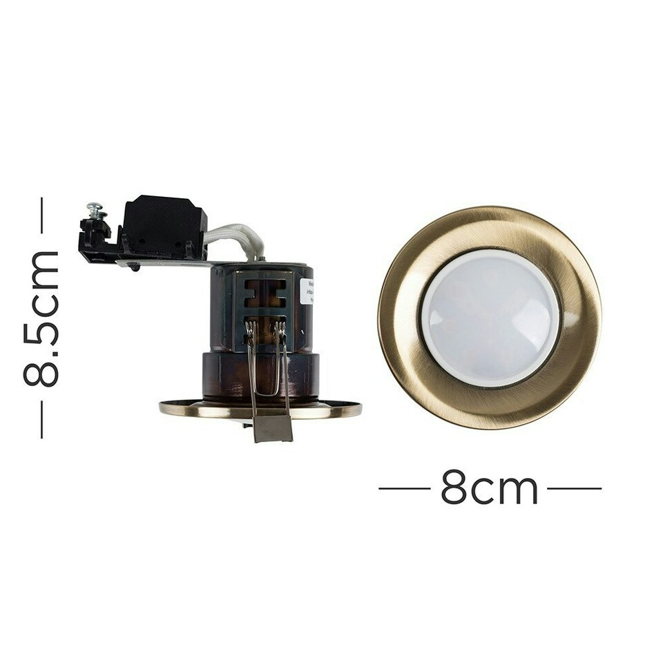 image 1 of ValueLights 10 Pack Fire Rated Antique Brass GU10 Recessed Ceiling Downlights Spotlights