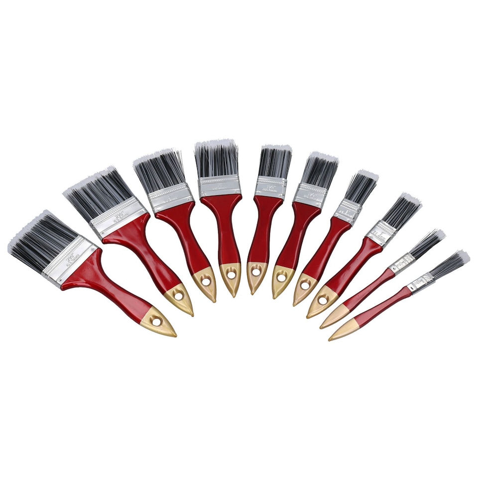 image 1 of 10pc Painting and Decorating Synthetic Paint Brush Brushes Set 1” – 2.5” Width