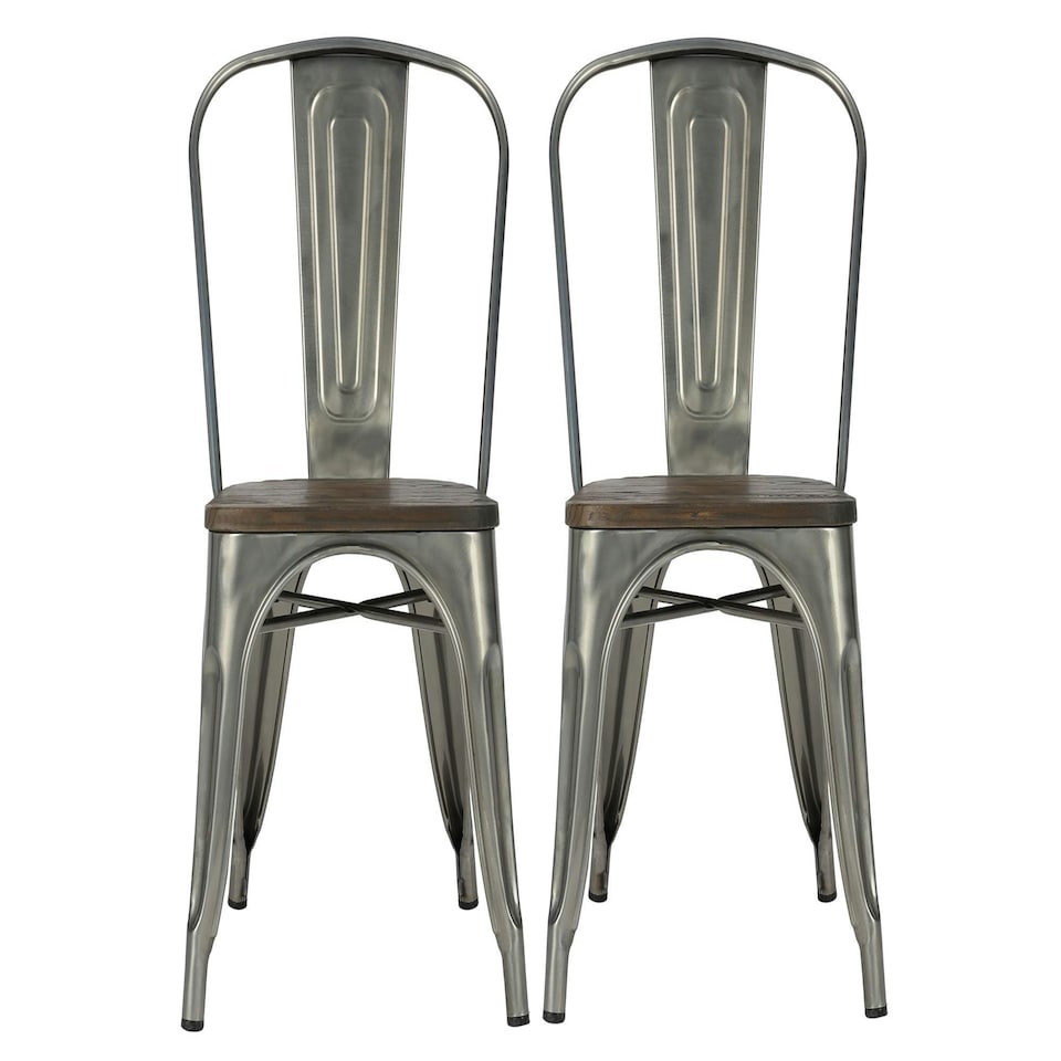image 1 of Fusion Dining Chair in Metal in Gun metal, 2 pieces Grey | Gun colour
